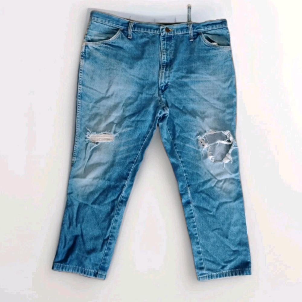 Rustler Men's, Light Blue, Distressed, Relaxed Jean